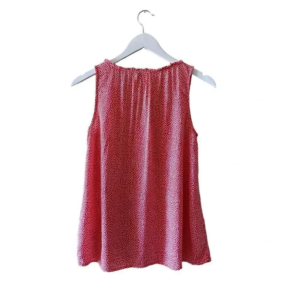 Gap Womens Sleeveless Top Red Coral Polka Dot Blouse SZ S #1389 - Picture 5 of 12